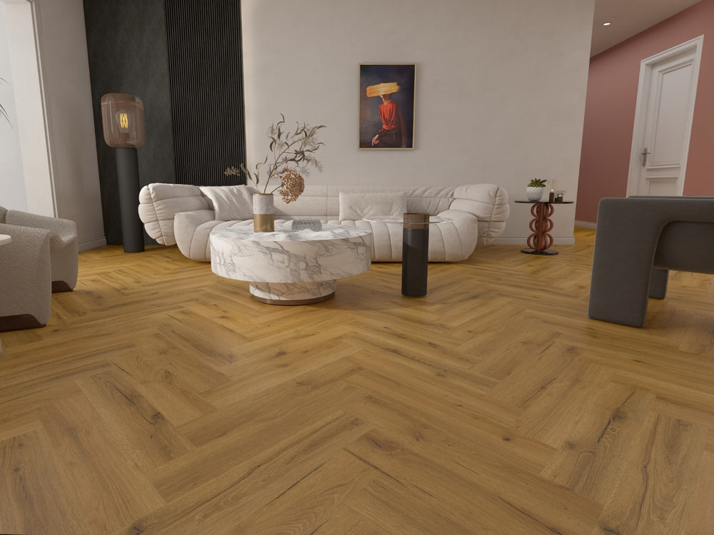Flooraa DBH001 – PVC plakvloer (dryback) in visgraat | houtlook vloer kopen bij Vloeren Point
